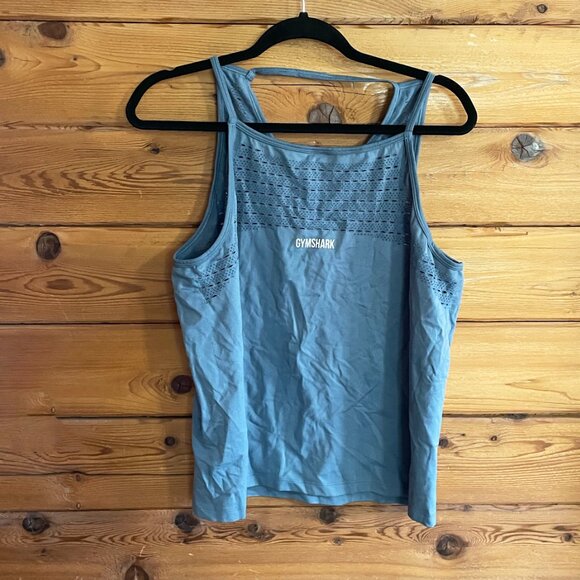 Gymshark Energy+ Seamless Loose Vest - Blue Stone Size Large - Picture 3 of 7